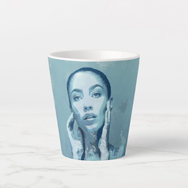 Tasse Latte "Woman in Blue" (Devant)