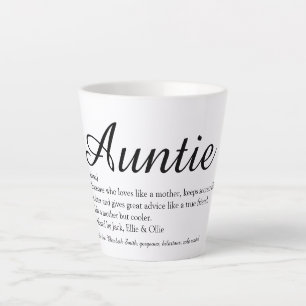 Tasse Latte World's Best Aunt, Auntie Definition Chic Script