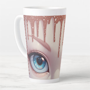 Tasse Latte Yeux bleus de fantaisie qui dégoulinent