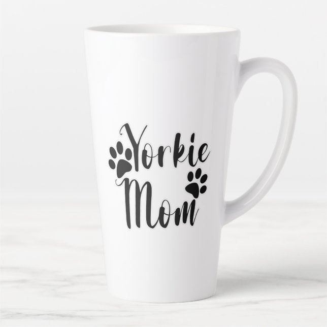 Tasse Latte Yorkie Mom Yorkshire Terrier Pawprints Graphiques (Droite)