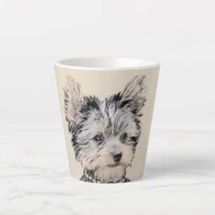 Tasse Latte Yorkshire Terrier Puppy Peinture Chien original