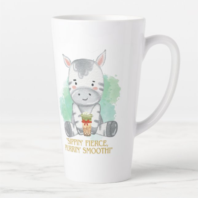 Tasse Latte zebra citation dessin boire du bobba tea (Droite)