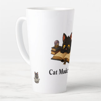 Tasse Latte Ziggy le chat noir lisant un livre