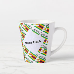 Tasse Latte Zimbabwe Drapeau zimbabwéen personnalisé