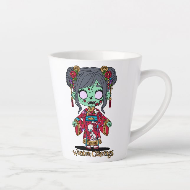 Tasse Latte Zombie chinois mignon (Droite)
