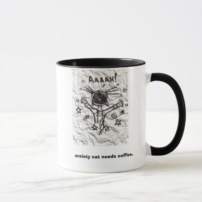 Tasse Le chat d'inquiétude a besoin de café (Droite)
