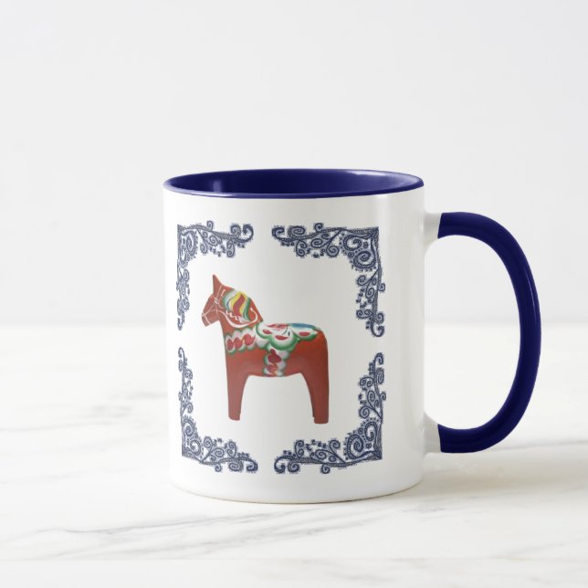 Tasse Le cheval de Dala de Suédois avec Delft bleu a mis (Droite)