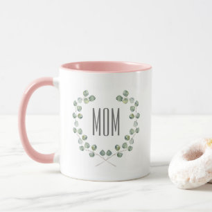 Tasse Le jour de mère du cadre   de feuille d'eucalyptus