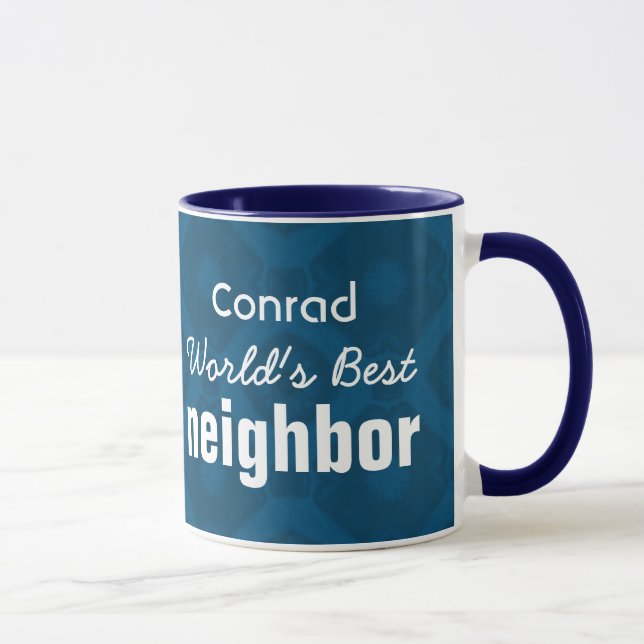 Tasse Le meilleur nom fait sur commande bleu VOISIN v7 (Droite)