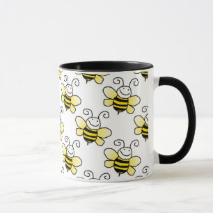 Tasse Le rétro jaune gaffent le motif d'abeille