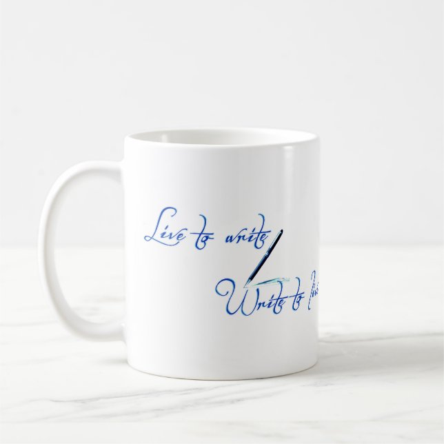 Tasse 'Lebe um zu schreiben' (Links)