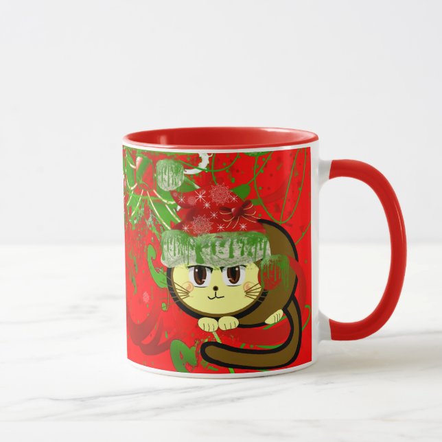 Tasse Lecteurs de peinture rouge et verte pour chats gru (Droite)