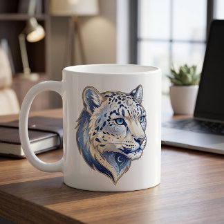 Tasse Léopard des Neiges Céleste Luxe Ligne d'Art