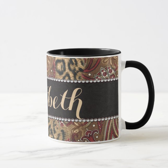 Tasse Léopard et copie de motif de Paisley à (Droite)