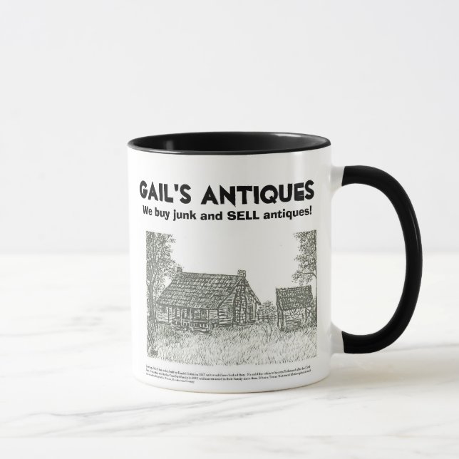 Tasse Les antiquités de Gail, nous achetons l'ordure et (Droite)