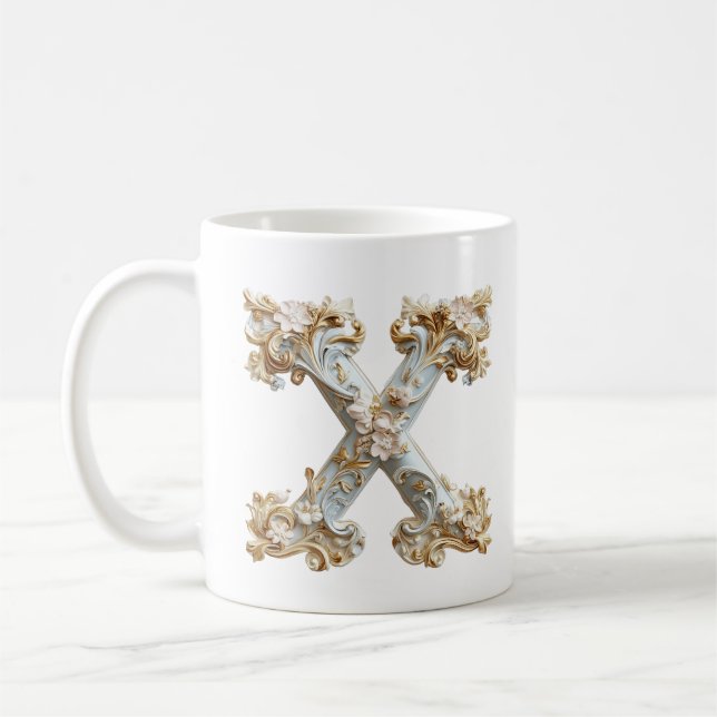 Tasse Lettre Baroque 'X' pour une Princesse du Caf (Gauche)