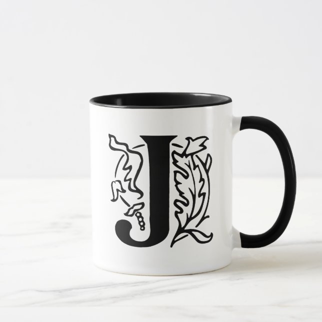 Tasse Lettre de fantaisie J (Droite)