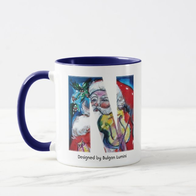 TASSE LETTRE DE NOËL / PÈRE NOËL AVEC MONOGRAMME DE VIOL (Gauche)