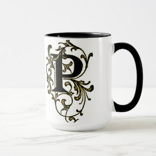 Tasse Lettre "P" enveloppée dans les vignes d'or - tass