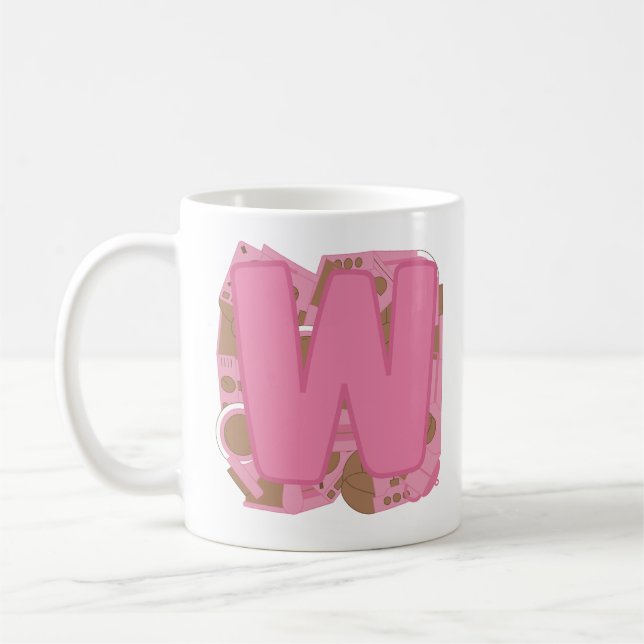 Tasse Lettre W : Monogramme Initiale  (Gauche)