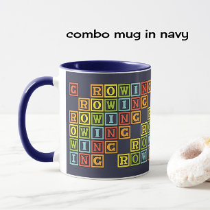 Tasse Lettres d'aviron colorées marine