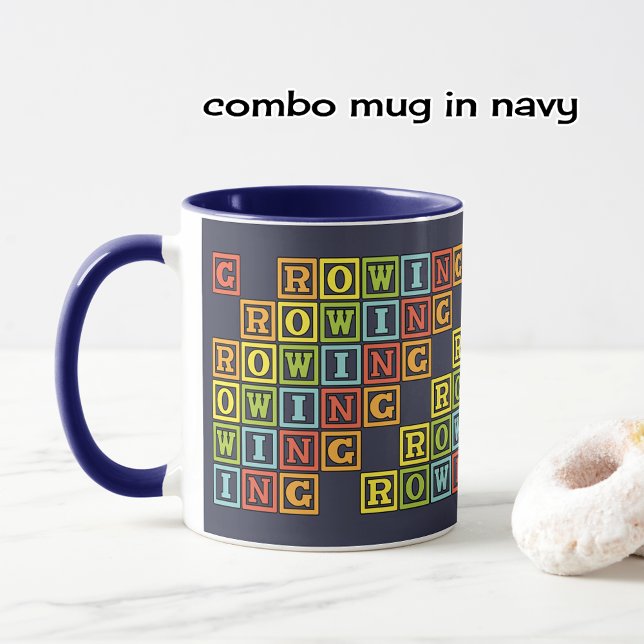 Tasse Lettres d'aviron colorées marine (Créateur téléchargé)