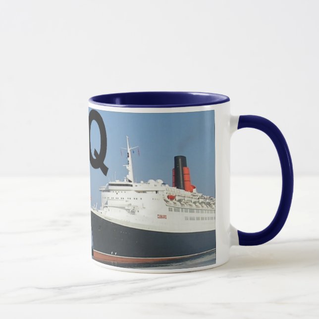 Tasse Lettres - Q - QE2 (la Reine Elizabeth 2) (Droite)