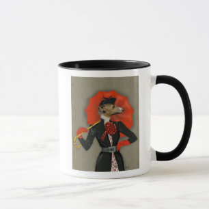 Tasse Lévrier élégant et parapluie rouge