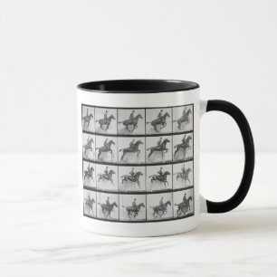Tasse L'homme et le cheval sautant une barrière,