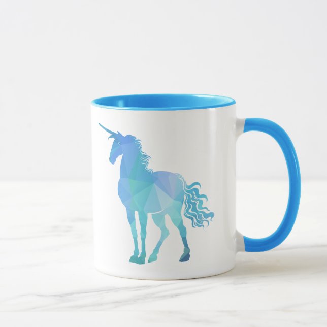 Tasse Licorne Polygone Bleu Moderne (Droite)
