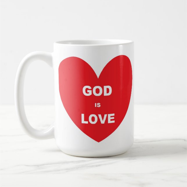 Tasse Liebe Gott ist Liebe Rotes Herz (Links)