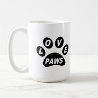 Tasse Liebe Paws auf schwarzen Paws