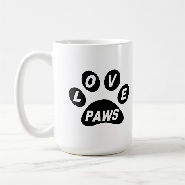 Tasse Liebe Paws auf schwarzen Paws (Links)