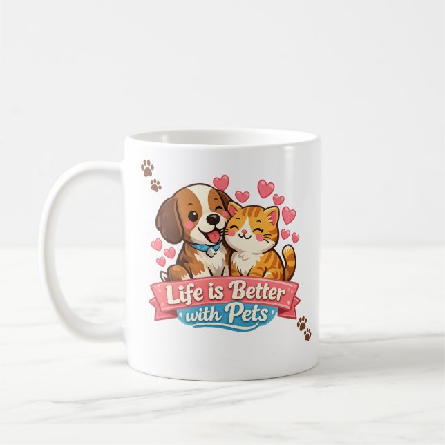 Tasse Life is Better with Pets (Gauche)