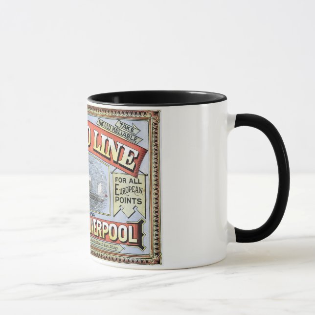 Tasse Ligne affiche de Cunard de New York Liverpool (Droite)
