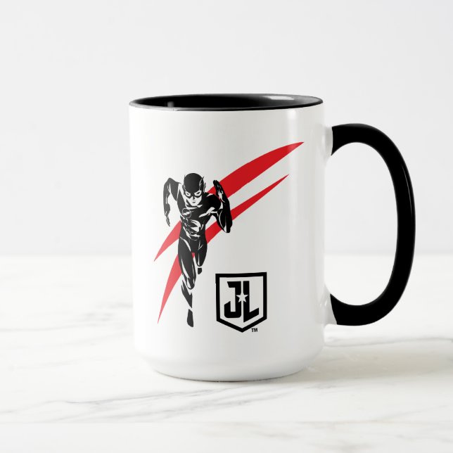 Tasse Ligue de Justice | Flash Running Noir Pop Art (Droite)