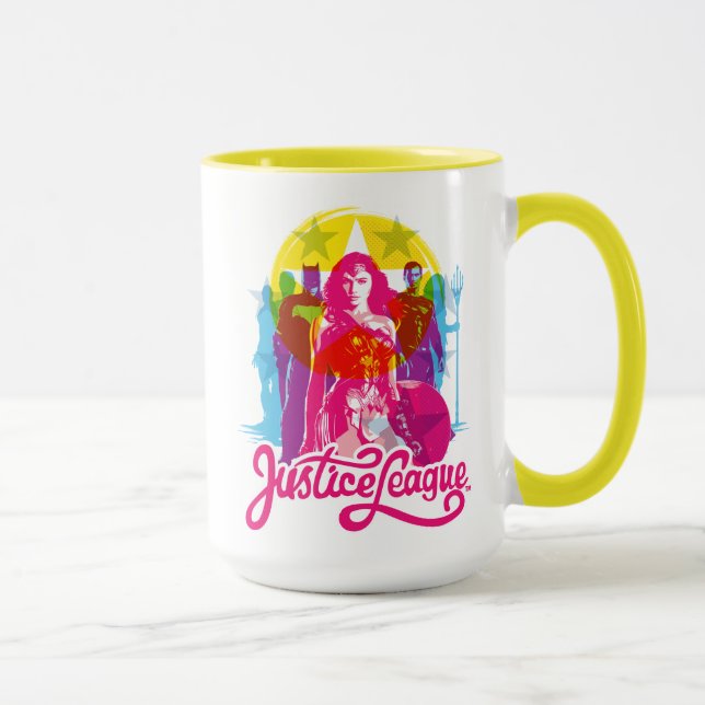 Tasse Ligue de Justice | Retro Group & Logo Pop Art (Droite)