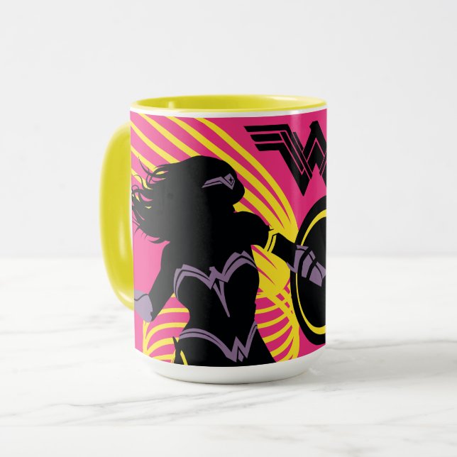 Tasse Ligue de Justice | Wonder Woman Icon Silhouette (Devant gauche)