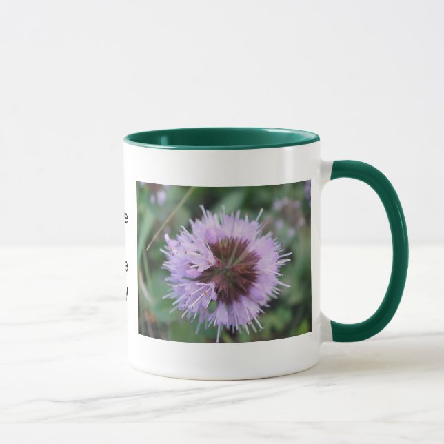 Tasse lila Blütenkugel: Guten Tag (Rechts)