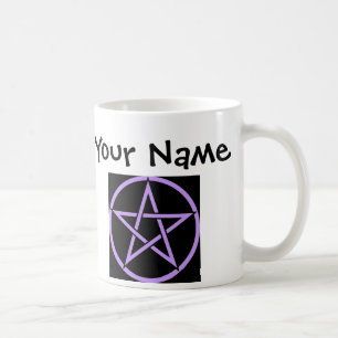 Tasse lilas personnalisée de Wiccan de pentagramme