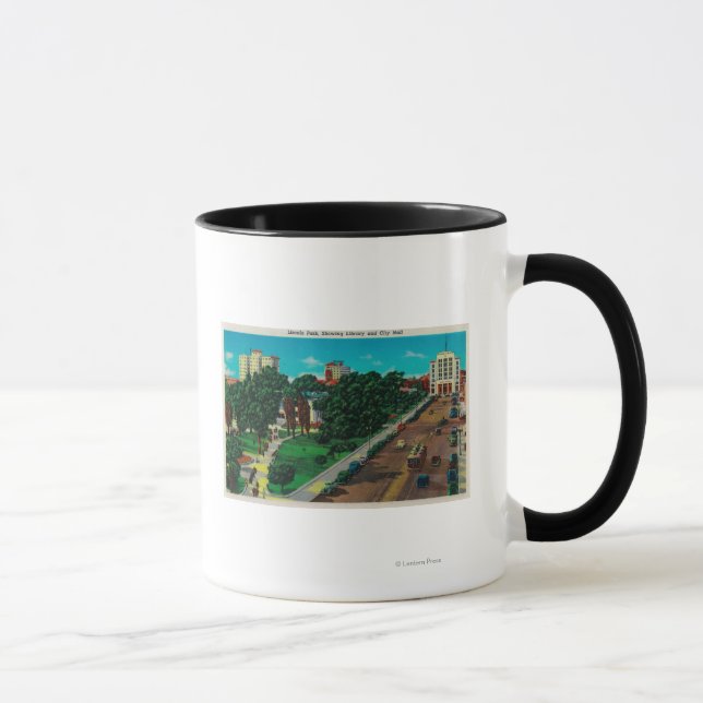 Tasse Lincoln Park montrant Bibliothèque et Hôtel de Vil (Droite)