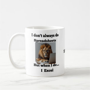 Tasse lion feuille de calcul de bureau