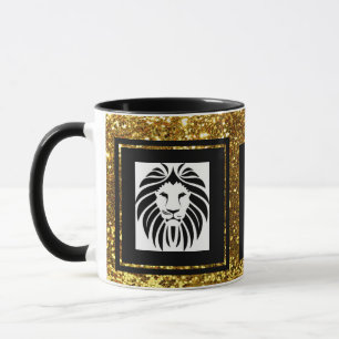Tasse Lion Tendance Sophistiqué Or Noir & Blanc