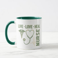 Tasse 'Live Love Heal Nurse Caduceus Stethoskop EK