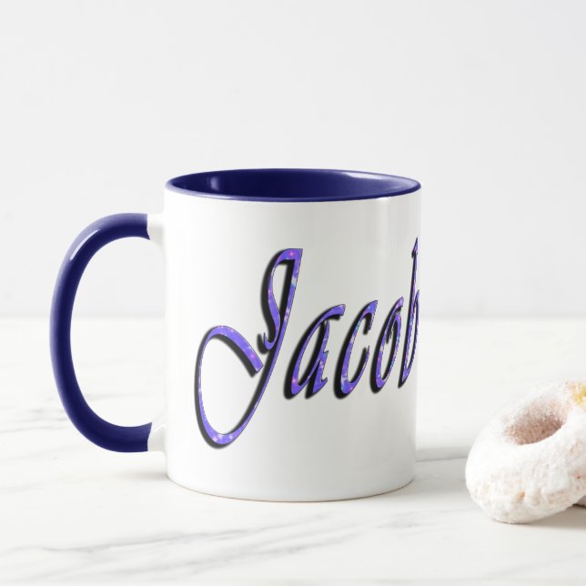 Tasse Logo du nom de Jacob, (Avec donut)