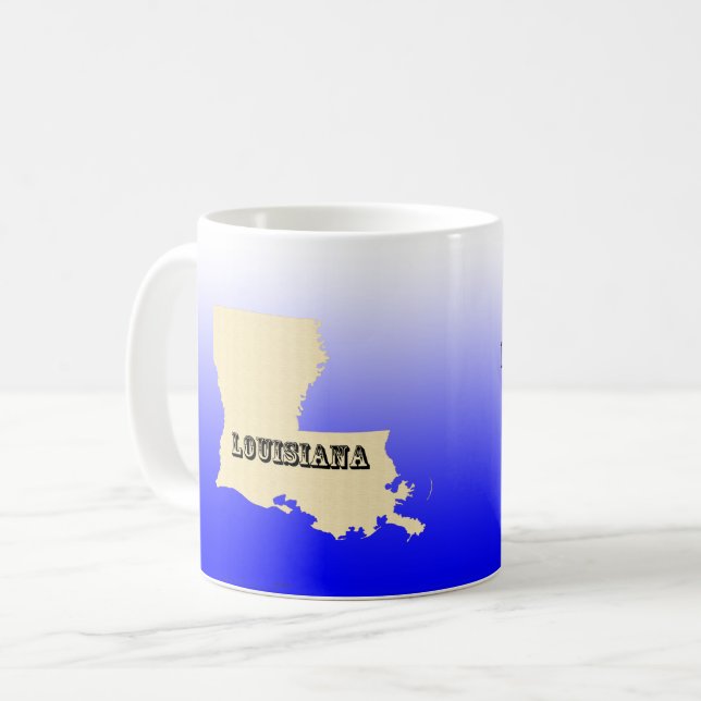 Tasse - Louisiana Staat Karte mit der Stadt (Vorderseite Links)