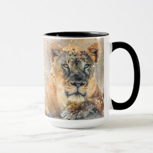 Tasse Lovely Lioness Photographie Aquarelle moderne