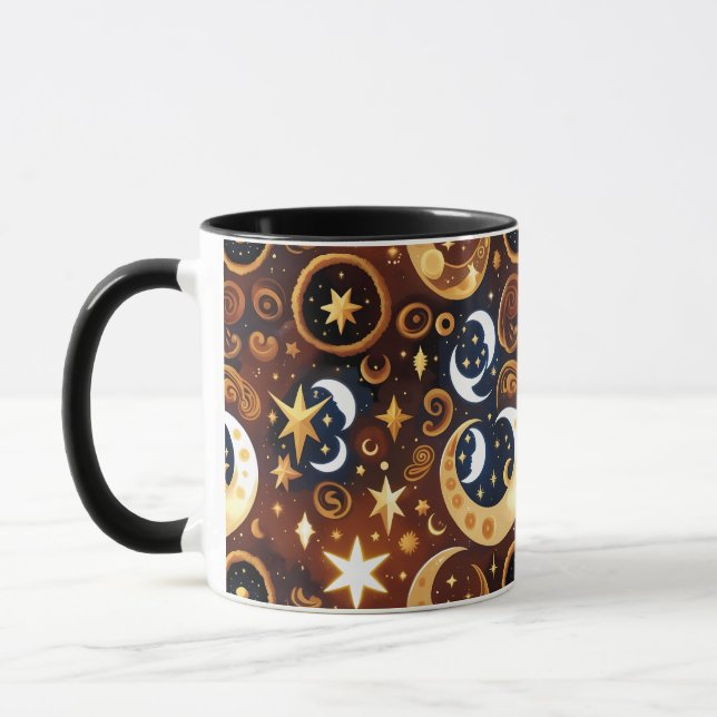 Tasse – Luxus Golden Ochre Celestial Moon (Links)