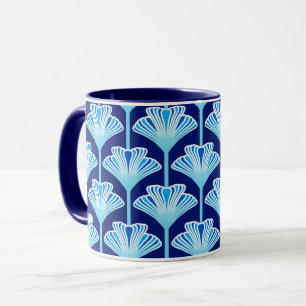 Tasse Lys Art Déco, Bleu Cobalt, Aqua et Blanc