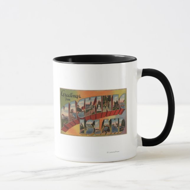 Tasse Mackinac, Michigan - Scènes de grandes lettres (Droite)